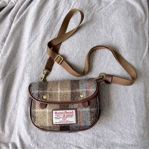 NWOT Harris Tweed wool post bag Crossbody blue/grey